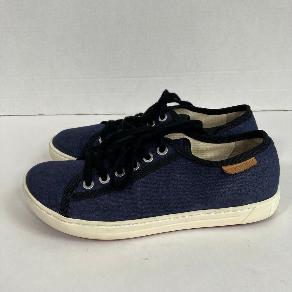 Birkenstock Sz 37 Navy Canvas Arran Lace-up Low Sneakers Casual Comfortable